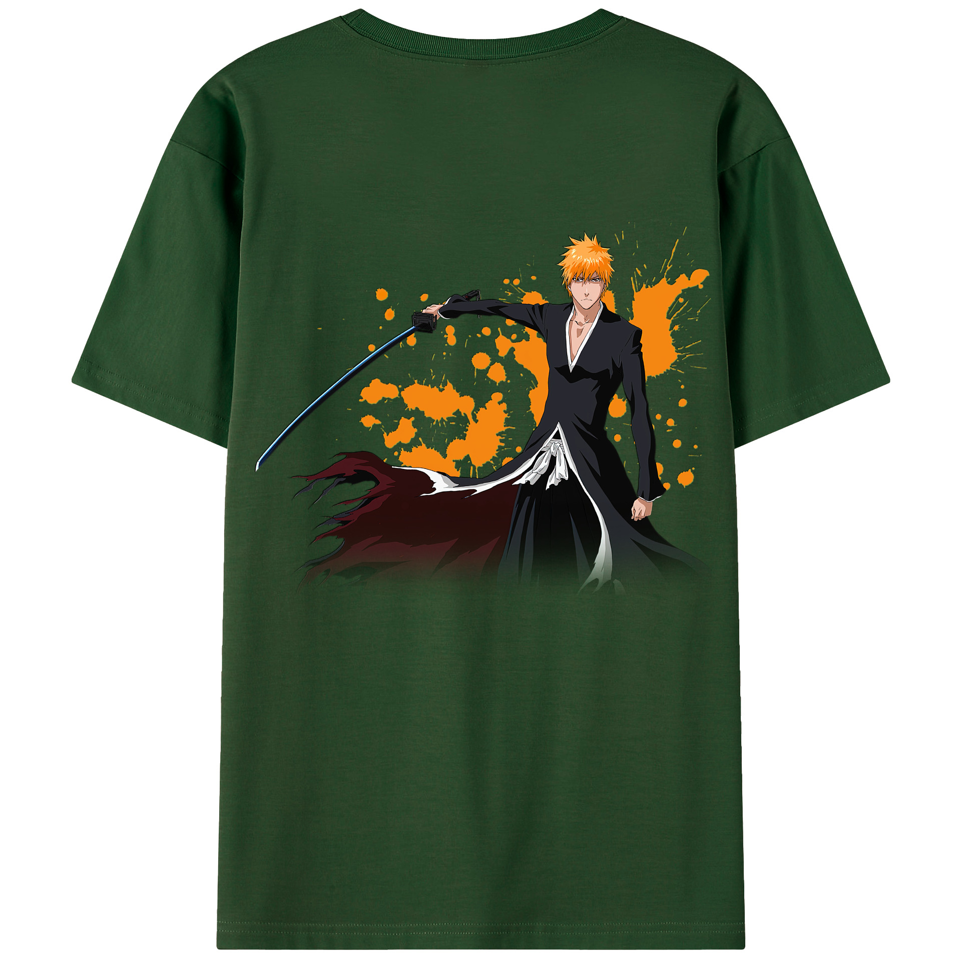 （画像用） ブリーチ 黒崎一護（くろさき いちご）BLEACH Kurosaki Ichigo 綿100％半袖Tシャツ（背面プリント）